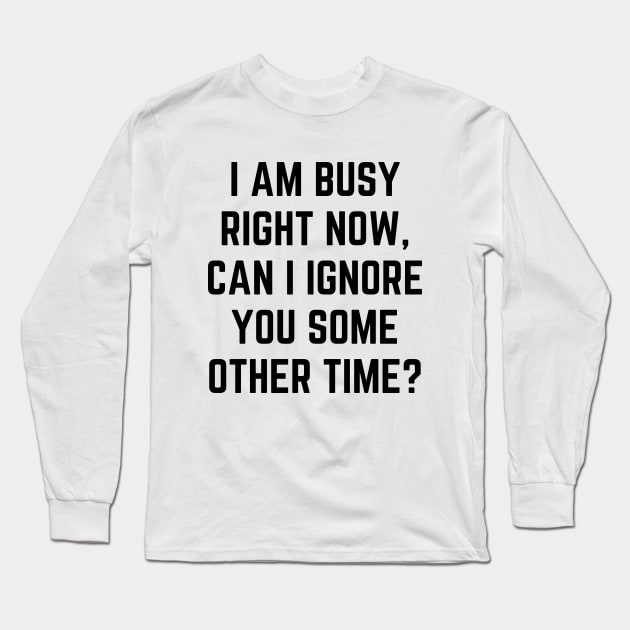 I am busy right now, can I ignore you some other time Long Sleeve T-Shirt by Word and Saying